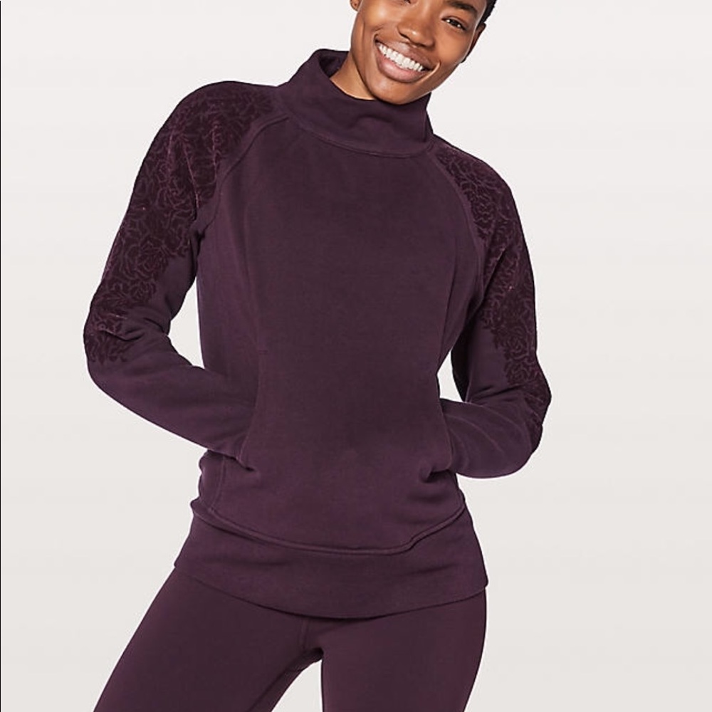 Lululemon Floral Flock Pullover Black Cherry